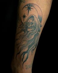 Grim Reaper with Moon and Stars