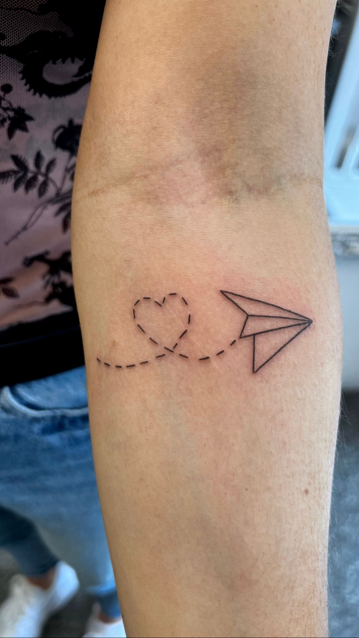 Little Tattoos — Sketch work paper plane tattoo on the back of the...