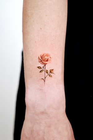 Elevate your skin with a stunning color micro realism rose tattoo by the talented artist Viola. Bring life to your skin with this intricate and vibrant design.