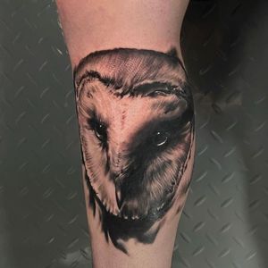 Black and grey realism Owl by Michael Ascarie 