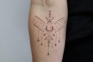 Unique dotwork and hand-poked ornamental design by Indigo Forever Tattoos