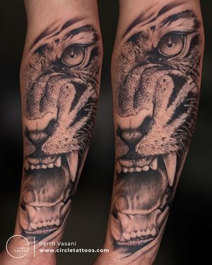Lion Tattoo done by Parth Vasani at Circle Tattoo India 
