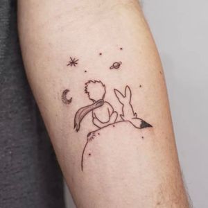 Elegant fine line design by Nikki Bostin featuring the beloved character from 'The Little Prince'