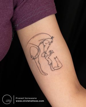 Line art tattoo done by Prasad Sonawane at Circle Tattoo India 