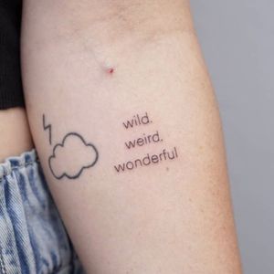Elegant lettering tattoo with a meaningful quote by tattoo artist Nikki Bostin, perfect for your forearm.