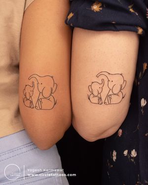 Line art elephant tattoo done by Yogesh Karmawat at Circle Tattoo Dadar