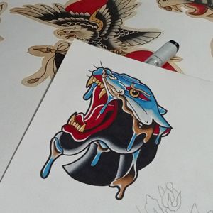 Panther tattoo flash traditional