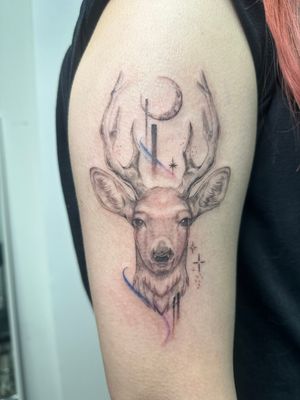 Deer with new moon