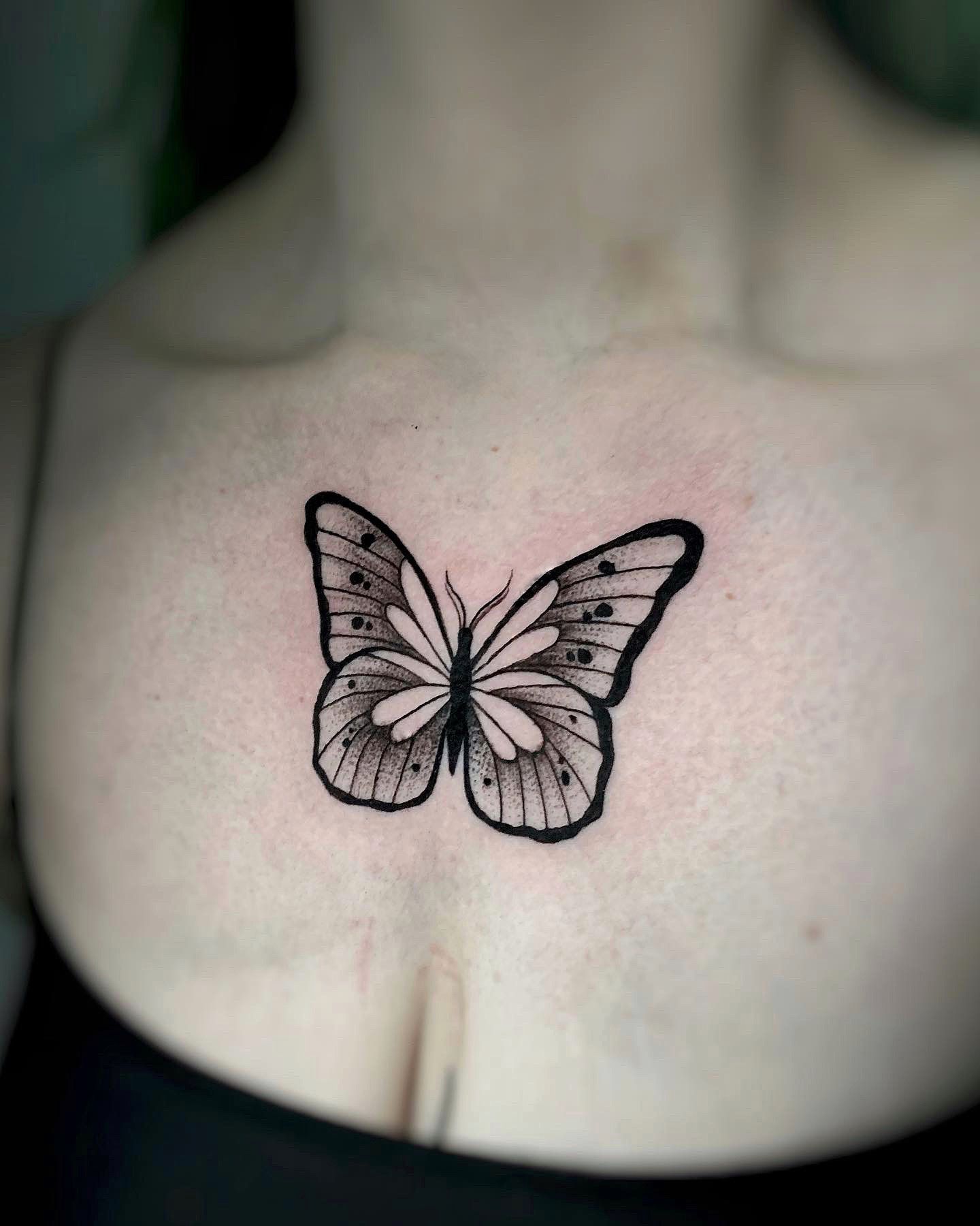 Beautiful chest Butterfly tattoo
