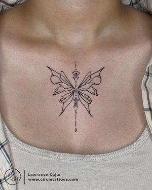 Line art butterfly done by Lawrance Kujur at Circle Tattoo India 
