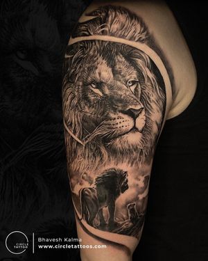 Custom Lion Tattoo done by Bhavesh Kalma at Circle Tattoo Pune 