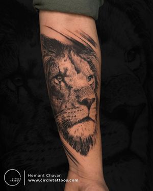 Lion Tattoo done by Hemant Chavan at Circle Tattoo Pune 