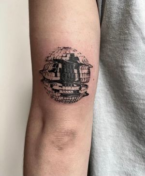 Disco ball tattoo made by Maddie Stanaland at the Bell Rose Tattoo in Daphne, Alabama.