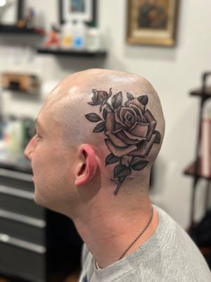 Rose tattoo made by Peter Anderson at the Bell Rose Tattoo in Daphne, Alabama.