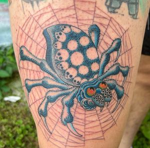 Jorogumo tattoo made by Robert Johnson of the Bell Rose Tattoo in Daphne, Alabama.
