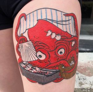 Tako tattoo made by Robert Johnson of the Bell Rose Tattoo in Daphne, Alabama.