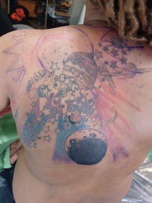 Solar system tattoo we're working on. Session 2.I'm a Tattoo artist at TeeBirds Ink tattoo studio in Arlington, Texas. 