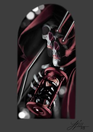 Abstract realism reaper holding hourglass. Would take minimum 30 hours to complete