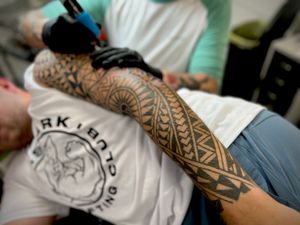 Polynesian inspired sleeve in progress by Mike Wall 