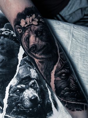 The tattoo is called "two bears" #bearstattoo #beartattoo #beartattoos #tattoo #tattooideas #tattoos #tattooed #tattooist #tattooing #tattoostyle #tattooart #tattooartist