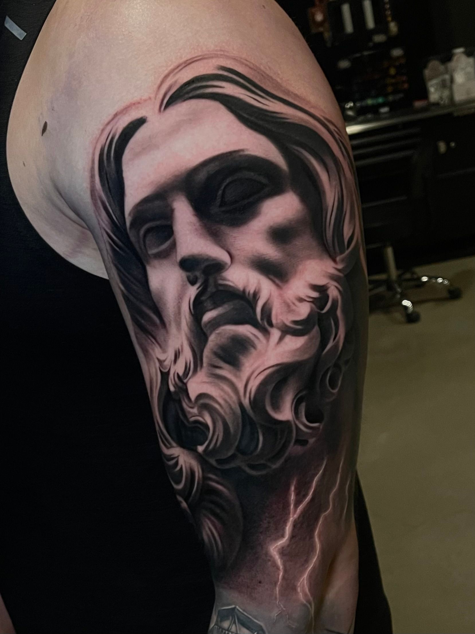 a pretty good way to spend a couple days  great start on this new full  sleeve project  jesus salvatormundi bernini  Instagram