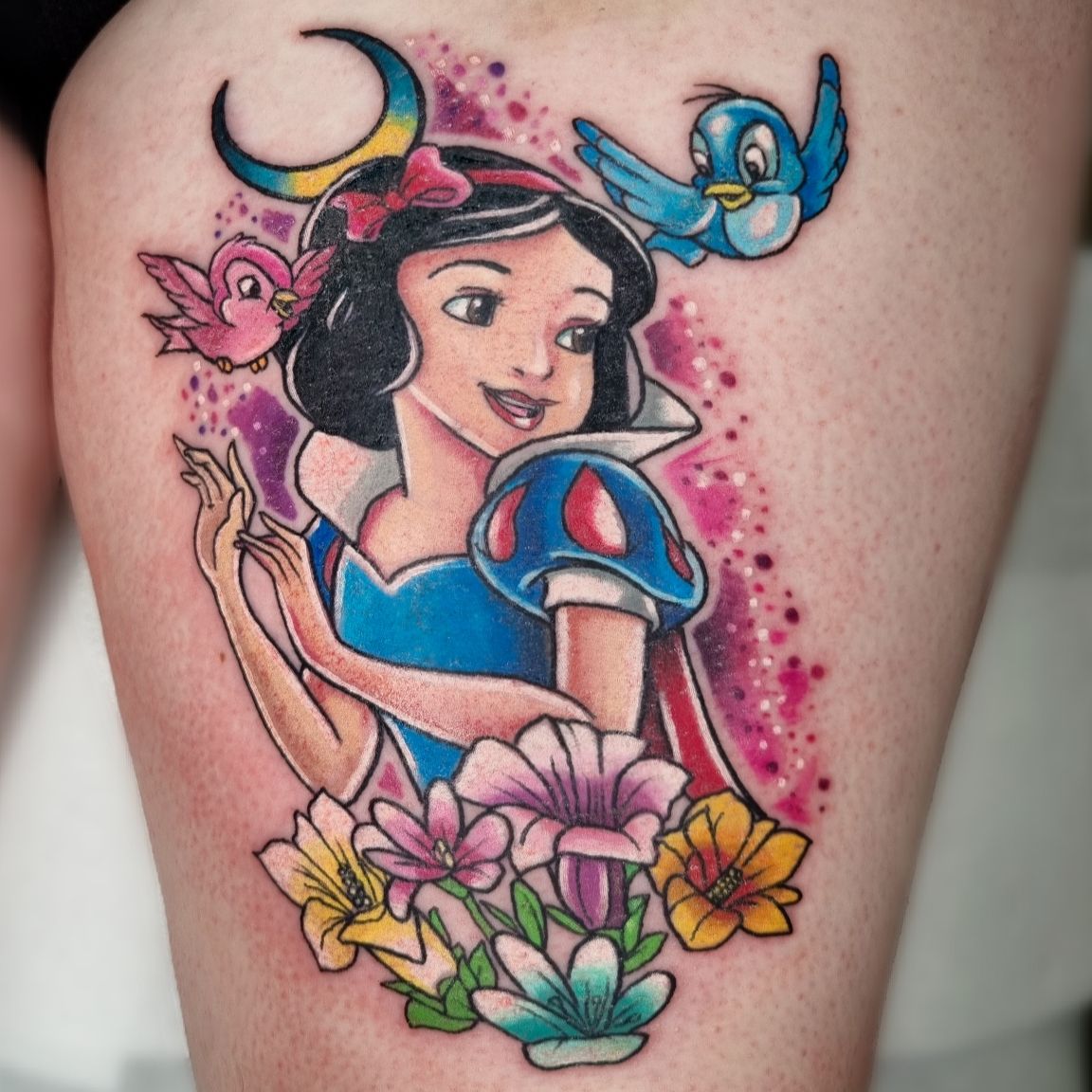 Snow White Tattoo On Thigh - Tattoos Designs