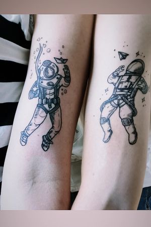 Diver and Astronaut couples tattoo 