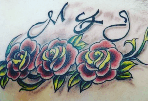 Rose and lettering. 