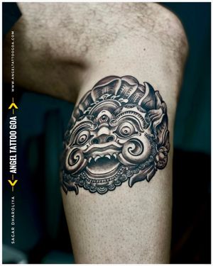 Balinese Tattoo By Sagar Dharoliya At Goa Tattoo Carnival •Won Award’s For  Best Small Black & Grey Tattoo & Young Talent Tattoo At @goatattoocarnival ••Follow For More @angeltattoostudiogoa 