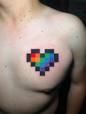 Rainbow pixel heart