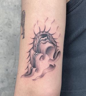 Embrace the power of symbolism with this black and gray eye tattoo by Fresh Flower. Perfect for those seeking a touch of mystery and depth in their ink.