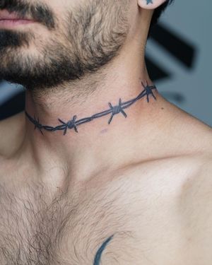 Unique and edgy tattoo design featuring barbed wire and wire motif, created by talented artist Soheyl Astangi.