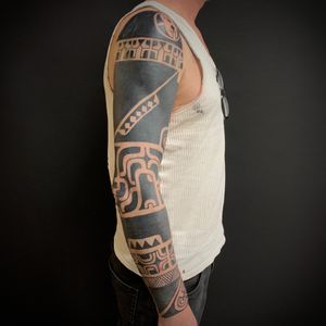 A great protect with Tim, Marquesan Inspired arm, done @giltmothtattoo #tribal