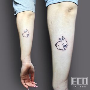 Elegant and detailed rabbit design on the forearm, expertly executed by Lin Feng in fine line style.
