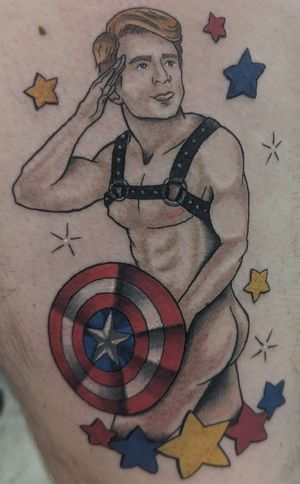 Captain America Male Pin-ups Tattoo 