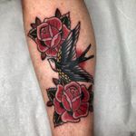 Roses and Swallow Tattoo