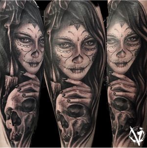 #dayofthedead #portrait as part of an ongoing leg sleeve