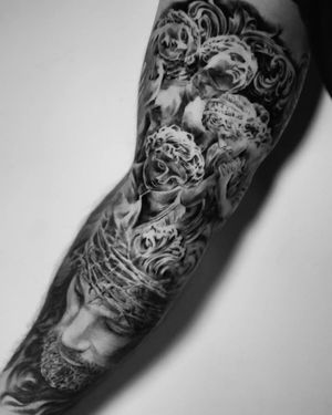 jesus-and-angels-realism-sleeve-tattoo #Realism