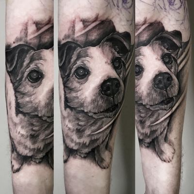 #dog #portrait of a #jackrussell done a while back as part of a bigger piece #realistic #blackandgrey