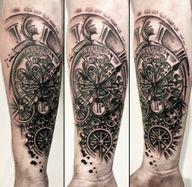 Detailed time piece for our American friend! #lostinit!
.
.
.
#clocktattoo #pocketwatchtattoo #cogs #realistictattoo #viviink #vvswaintattoo #abstract #blackandgrey #femaletattooartist