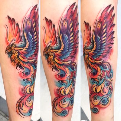 #colourful #phoenix #bird tattoo 
.
.
#watercolour
#abstract
#illustration
