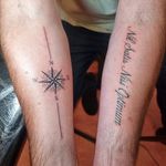 Fineline text and a nautical compass