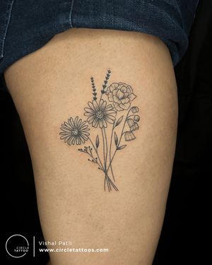 Floral tattoo done by Vishal Patil at Circle Tattoo Dadar.