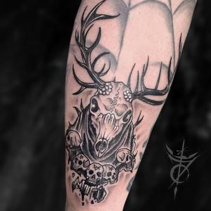 Deer Skull Neo Traditional Tattoo done at Hammersmith Tattoo London