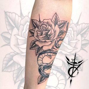 Neo Traditional Rose Tattoo done at Hammersmith Tattoo London
