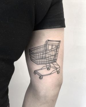 Fine Line Shopping Cart Tattoo done at Hammersmith Tattoo London