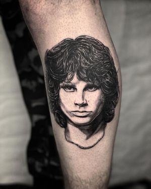 Jim Morrison (The Doors) Portrait Black & Grey Realism Tattoo done at Hammersmith Tattoo London