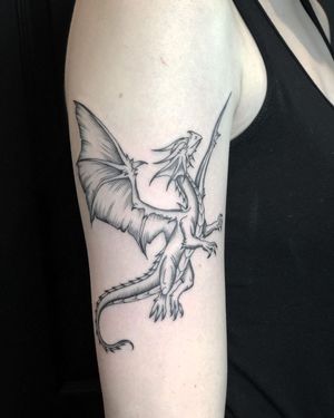 Fine Line Dragon Tattoo done at Hammersmith Tattoo London