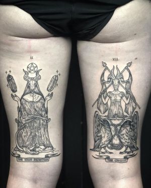 Satanic Figures FIne LIne Tattoo done at Hammersmith Tattoo London