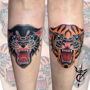 Panther and Puma Traditional Tattoo done at Hammersmith Tattoo London